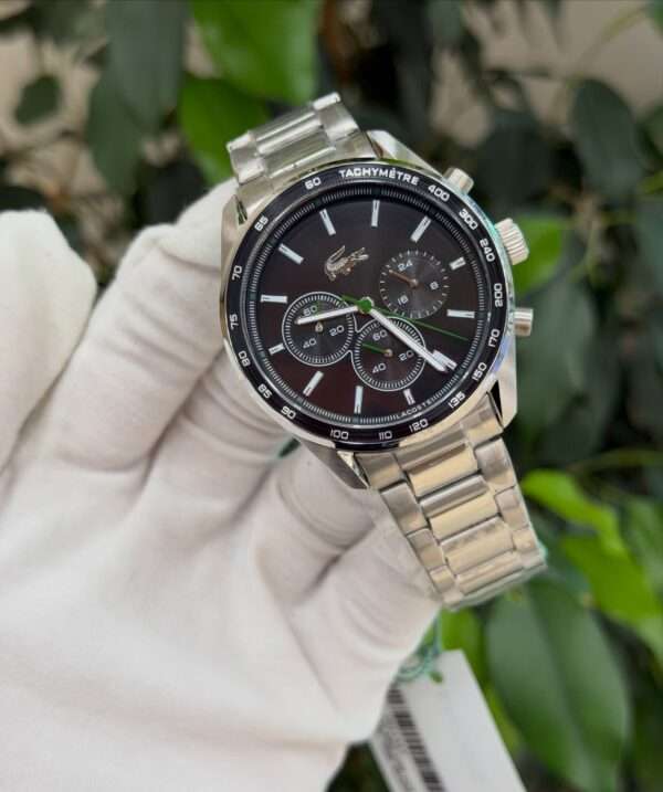 Lacoste Chronograph Style – Black Dial & Stainless Steel Bracelet