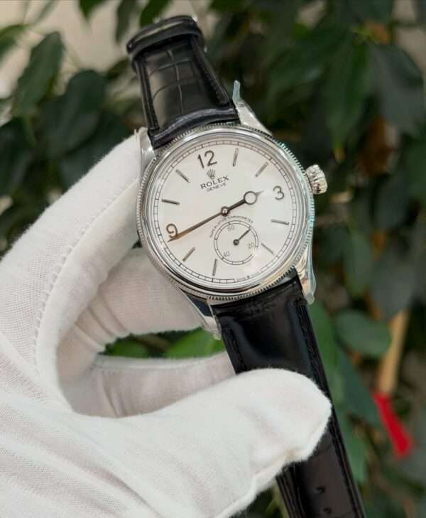 Rolex Cellini Time Style – White Dial & Black Leather Strap
