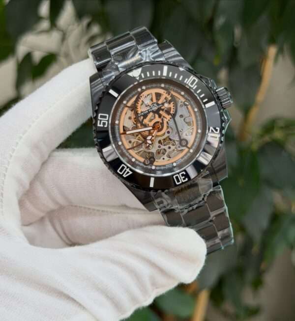 Rolex Submariner Style – Black Skeleton Dial & Black Bezel