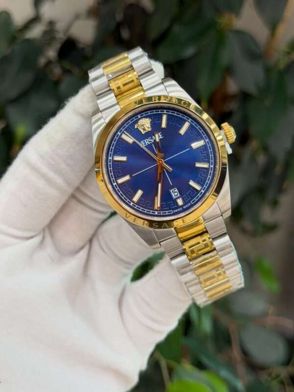 Versace Greca Dome Style – Blue Dial & Two-Tone Bracelet