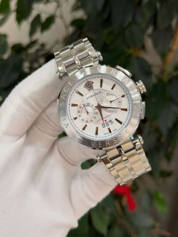 Versace Chronograph Style – Silver Dial & Stainless Steel Bracelet