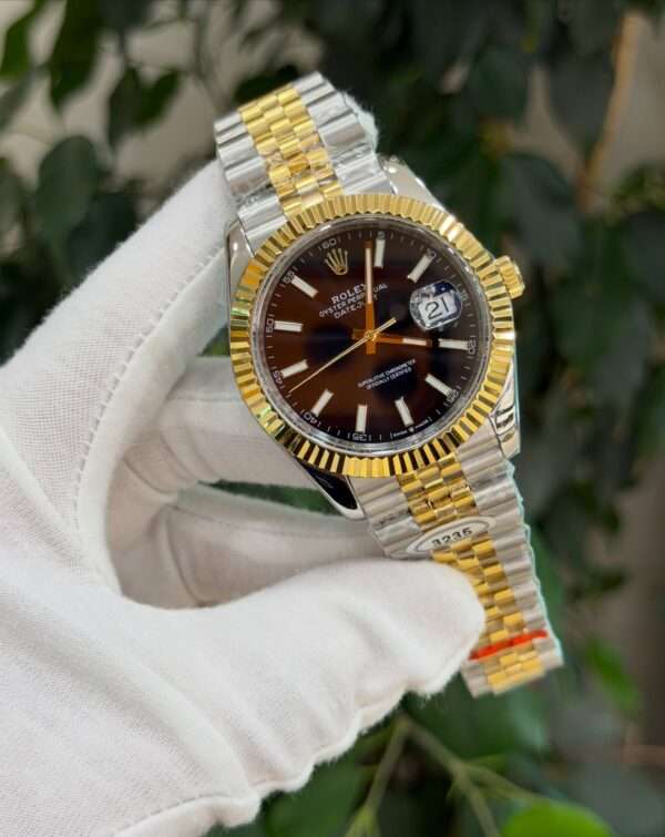 Rolex Datejust 41 Style – Brown Dial & Two-Tone Jubilee Bracelet
