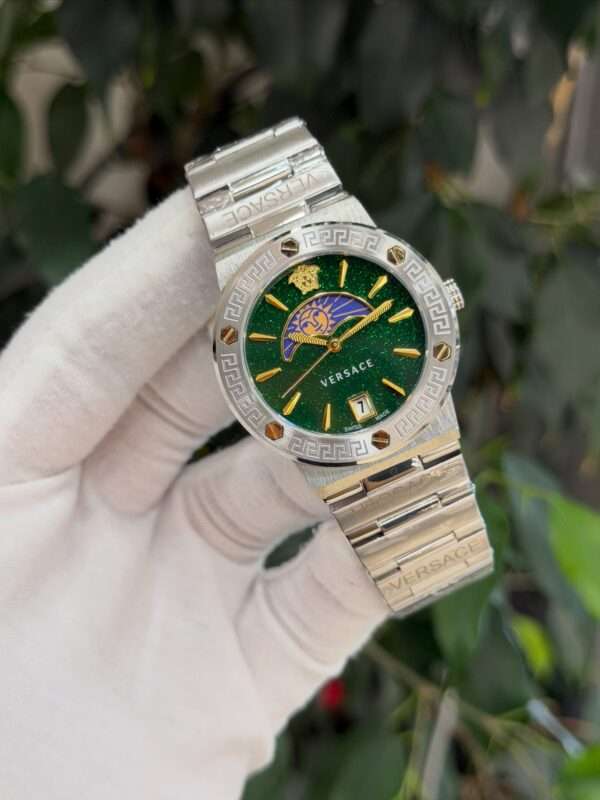 Versace Galaxy Moonphase Style – Green Dial & Stainless Steel Bracelet