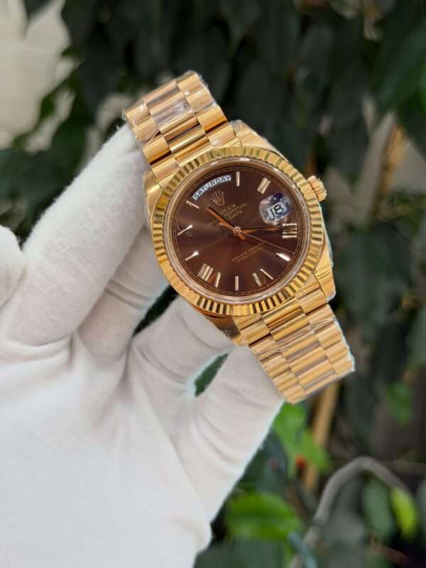 Rolex Day-Date 40 Style – Chocolate Brown Dial & Full Gold-Tone